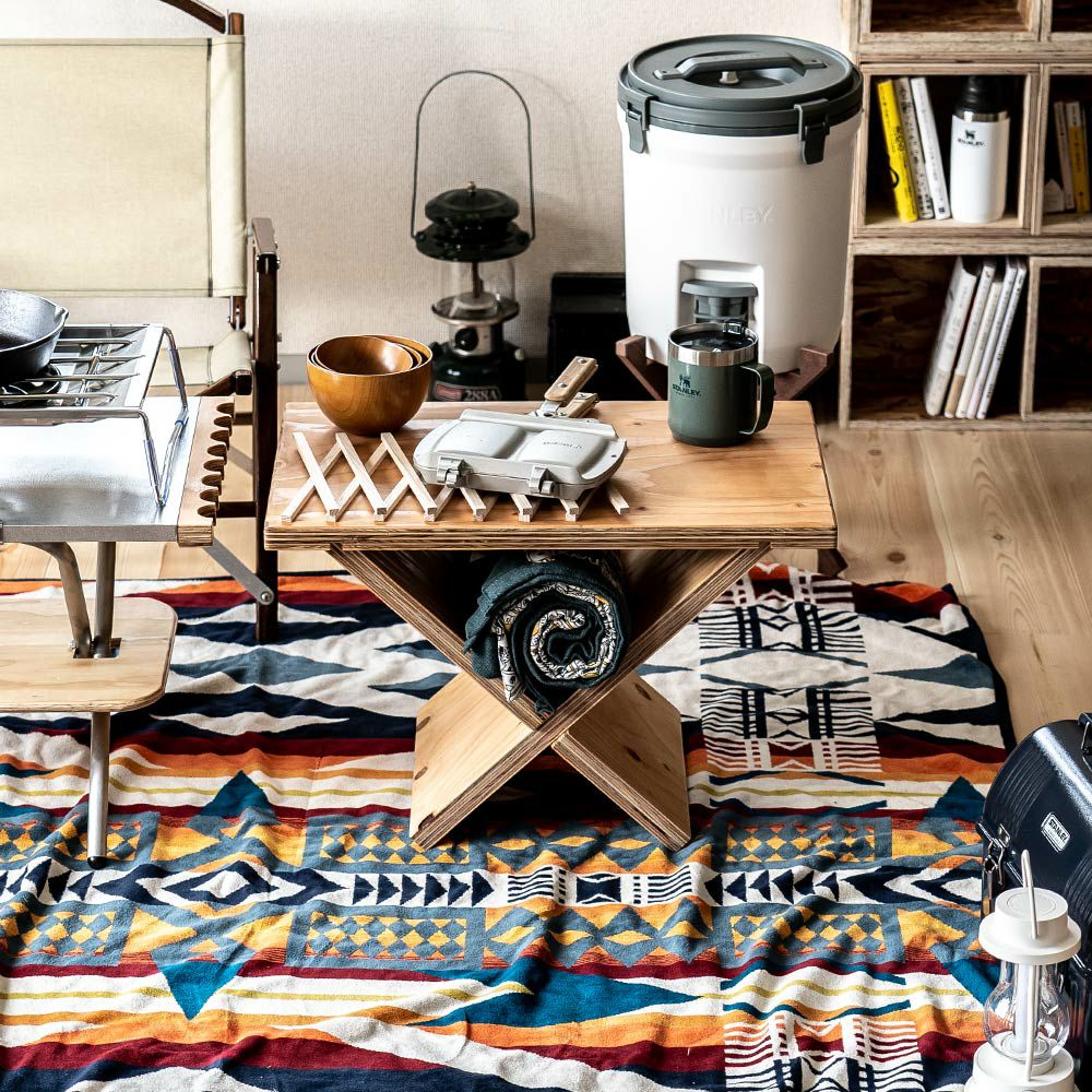 テーブルクロススタンドクーラーボックススタンド焚き火台テーブルキャンプアウトドア木製組み立て