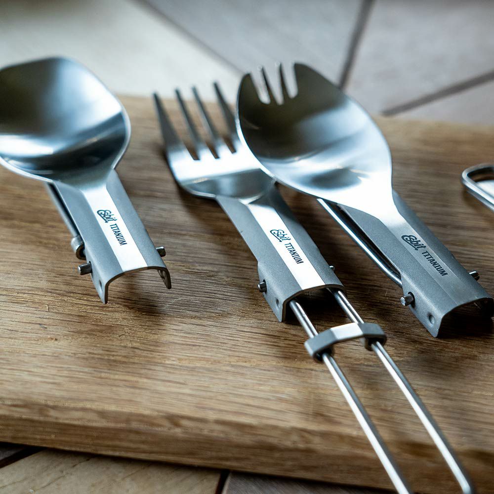 エスビットフォールディングカトラリーESBIT登山軽量折り畳みチタンスプーンフォークナイフスポークトレッキングアウトドアソロキャンプツーリング