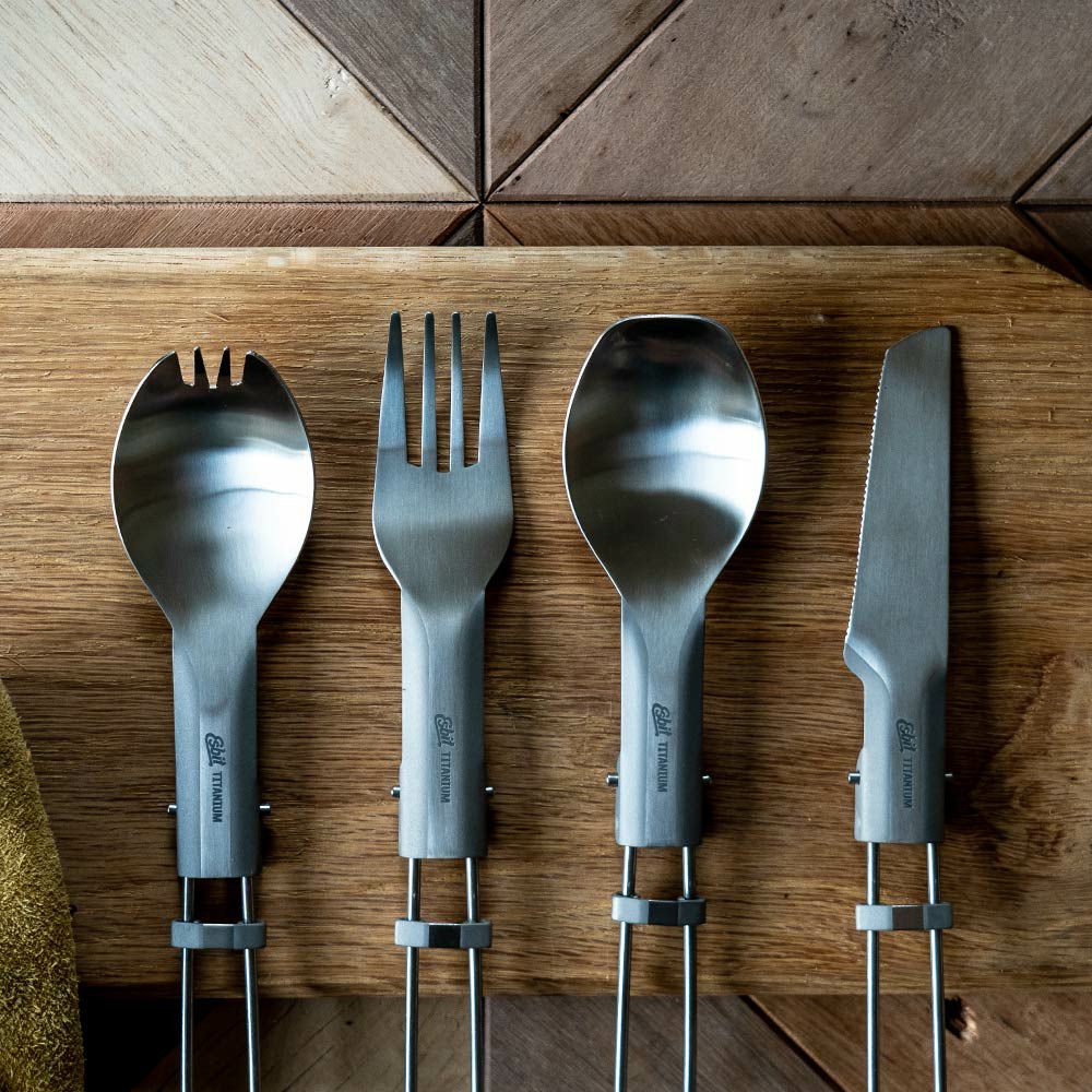 エスビットフォールディングカトラリーESBIT登山軽量折り畳みチタンスプーンフォークナイフスポークトレッキングアウトドアソロキャンプツーリング