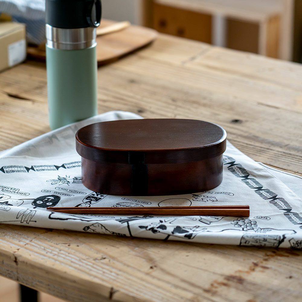 すり漆丸小判弁当箱小松野屋490ml20-1316日本製長野県わっぱランチボックス