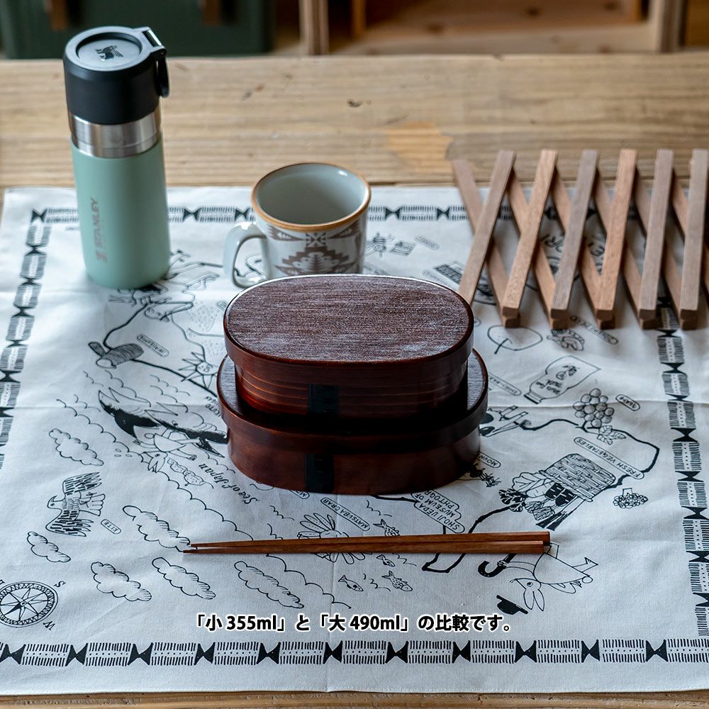 すり漆丸小判弁当箱小松野屋490ml20-1316日本製長野県わっぱランチボックス