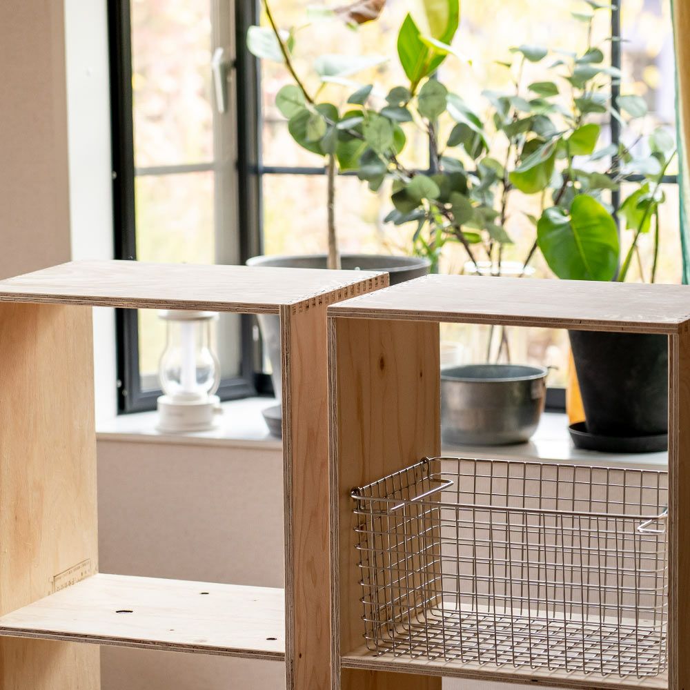 オープンシェルフ1スタッキング収納本棚木箱ルータースタッキングシェルフあられ組みスタッキングシェルフ日本製ひのき合板