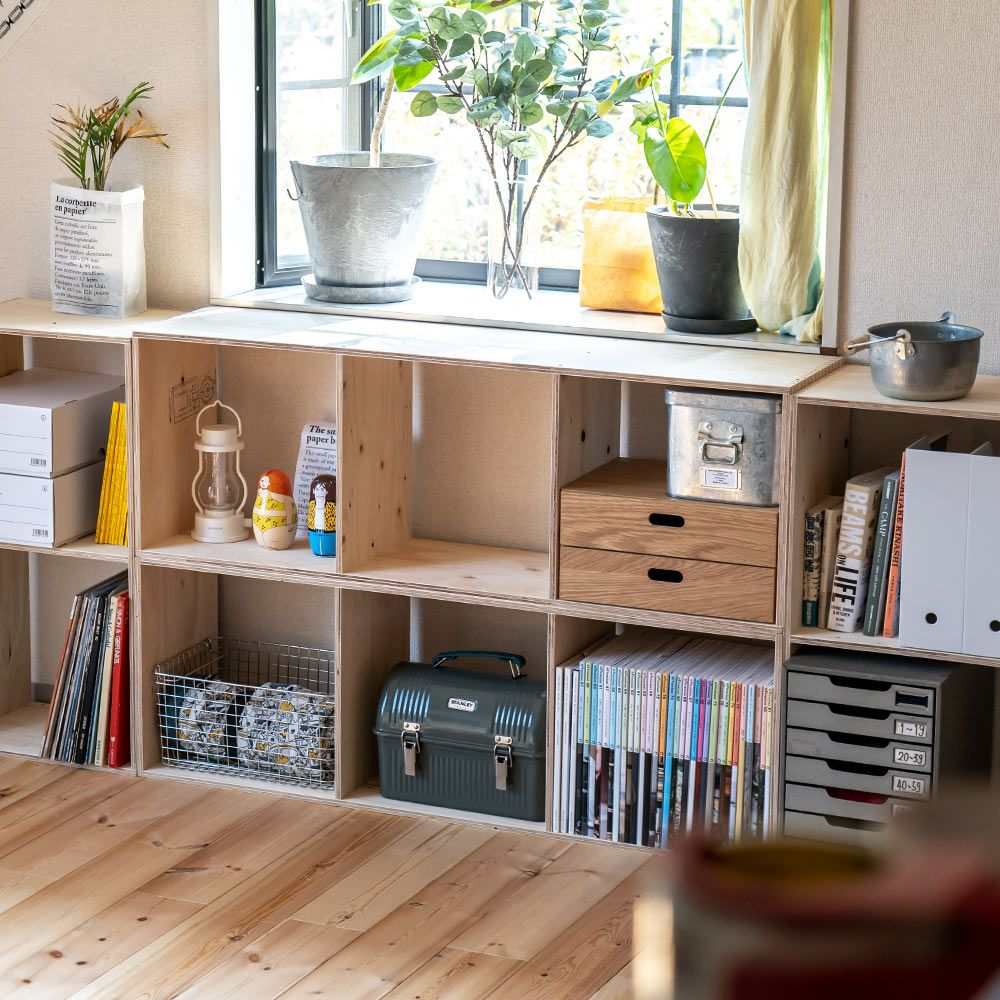 オープンシェルフ1スタッキング収納本棚木箱ルータースタッキングシェルフあられ組みスタッキングシェルフ日本製ひのき合板