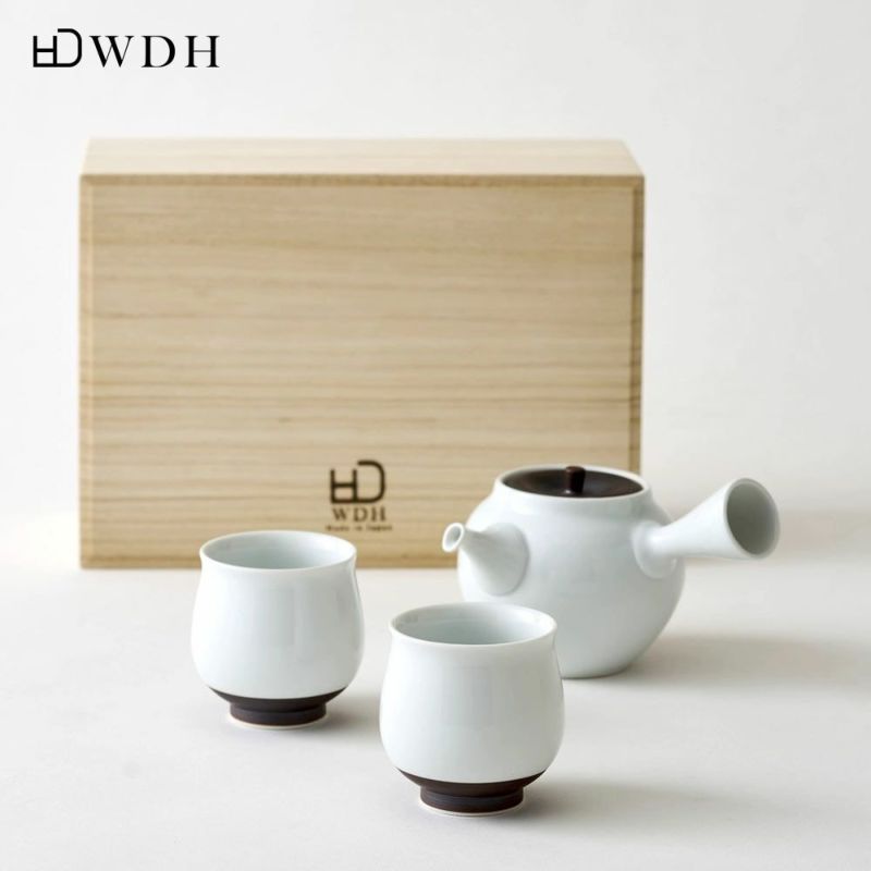 WDH茶器セット急須湯呑2個入り桐箱入り錆釉日本製贈答工芸