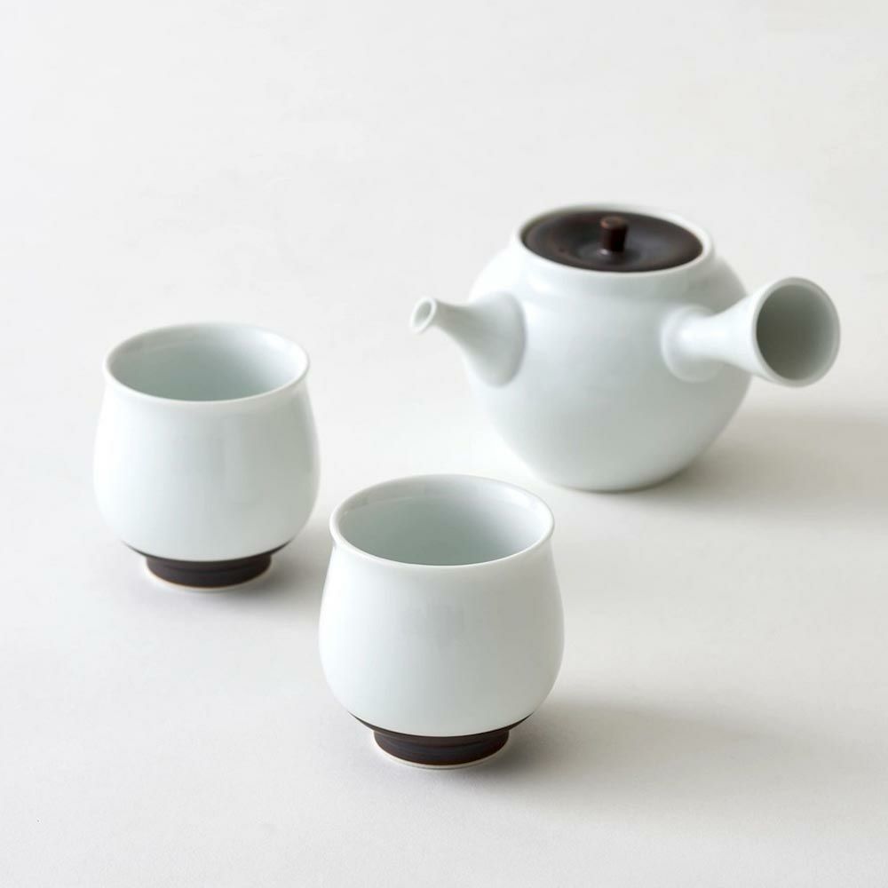 WDH茶器セット急須湯呑2個入り桐箱入り錆釉日本製贈答工芸