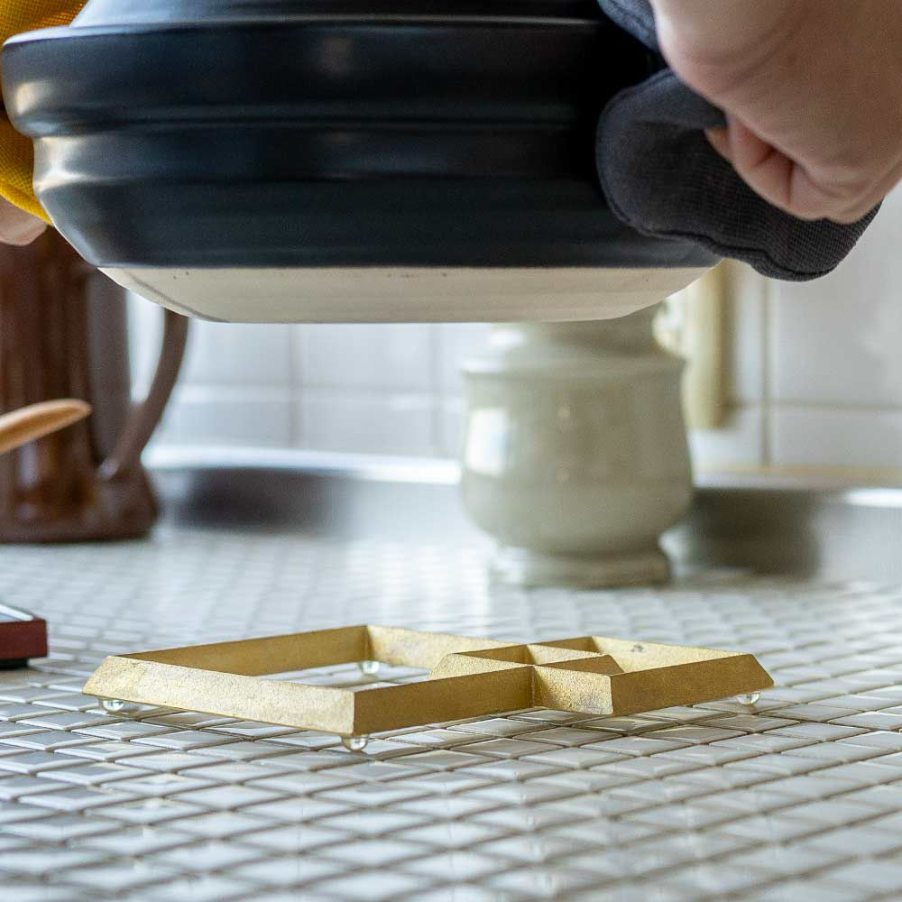 炭谷三郎商店鍋敷Trivetスクエア&サークル真鍮日本製