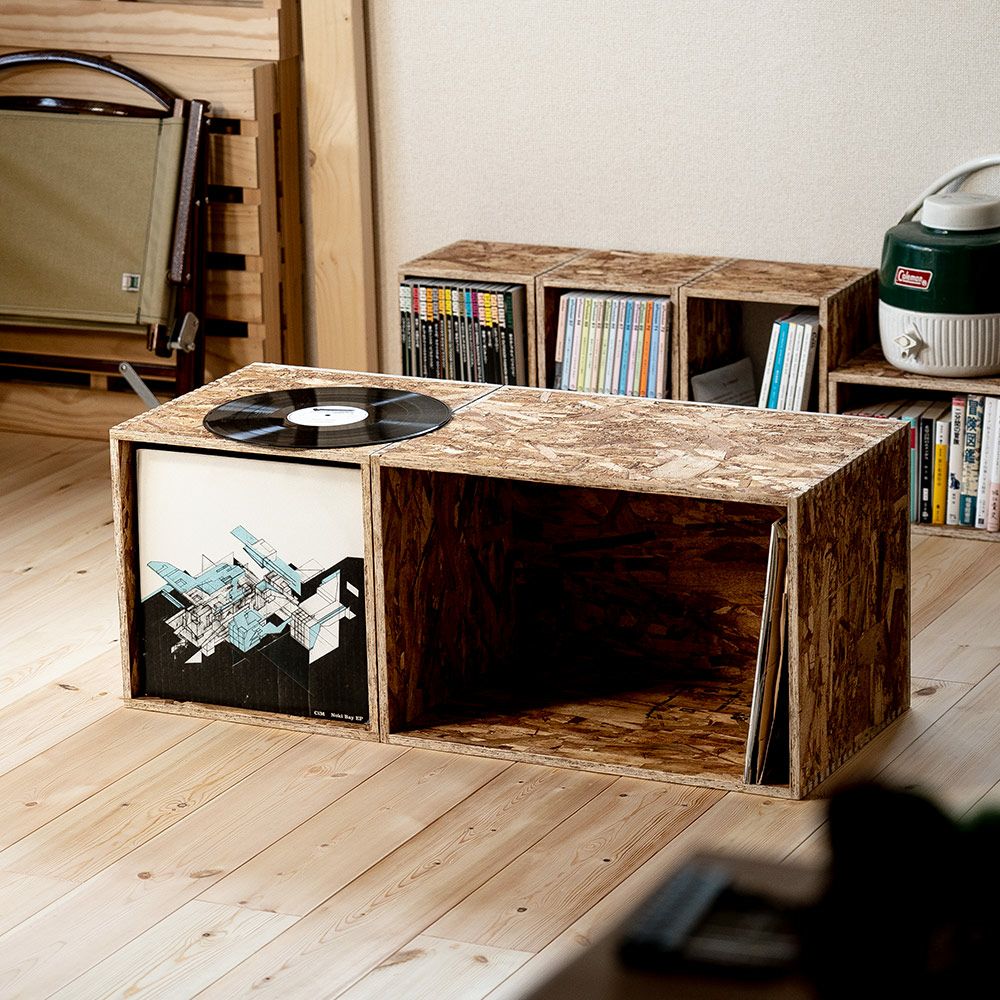 レコードラックレコードボックス50枚キューブボックスBOX木箱木製OSB