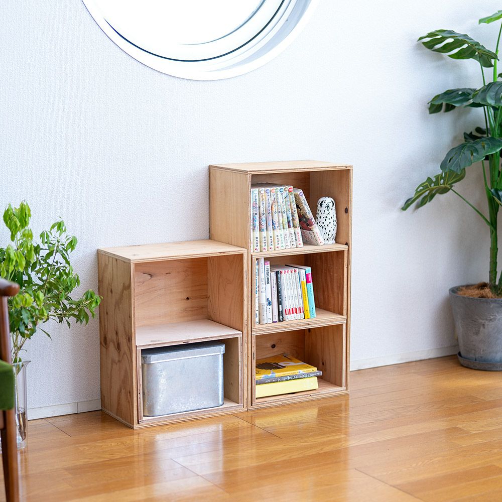 キューブボックスボックスシェルフ３収納シェルフ木箱什器木製A4本棚カラーボックスおしゃれディスプレイラック棚ブックシェルフ文庫本雑誌文芸書新書埃よけCDDVD送料無料