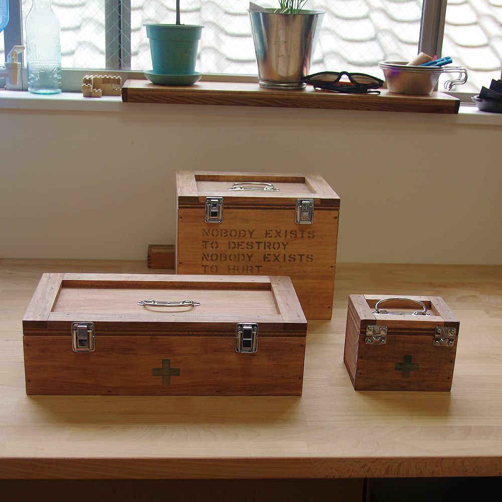 救急箱Mサイズミニサイズ救急木箱木箱箱エマージェンシーボックス日本製収納箱