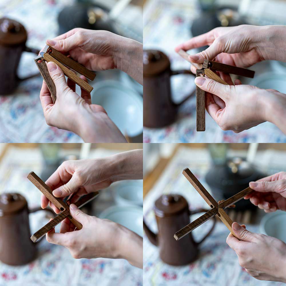 選べる3種類コンパクト収納トリベットウォルナットチーク材端材パレット