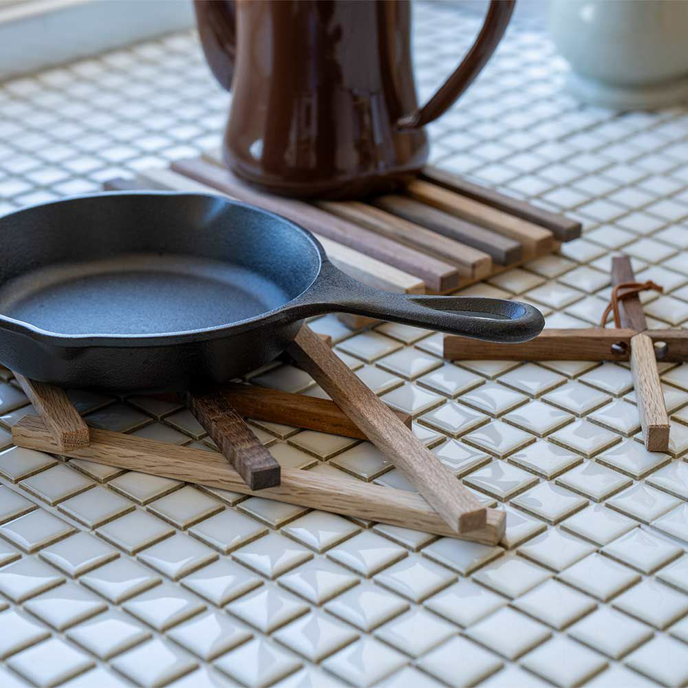 選べる3種類コンパクト収納トリベットウォルナットチーク材端材パレット