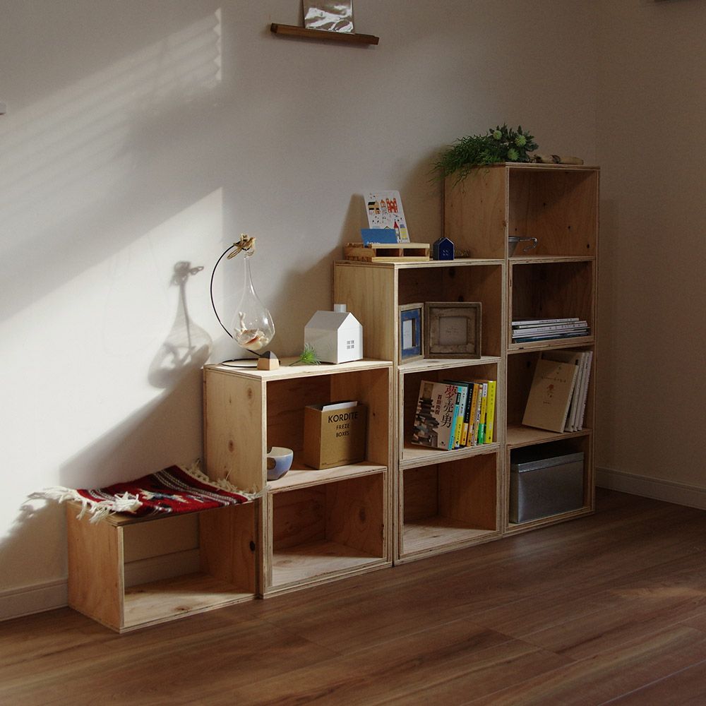 全品ポイント10倍中～！キューブボックスボックスシェルフ４収納シェルフ木箱什器レコード男前インテリア木製A4本棚カラーボックスおしゃれディスプレイラック棚ブックシェルフ文庫本雑誌文芸書新書埃よけCDDVD送料無料10P29Aug16