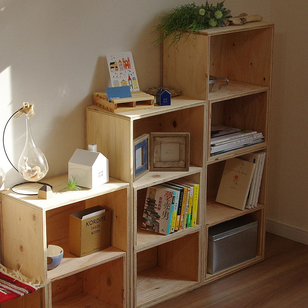 全品ポイント10倍中～！キューブボックスボックスシェルフ４収納シェルフ木箱什器レコード男前インテリア木製A4本棚カラーボックスおしゃれディスプレイラック棚ブックシェルフ文庫本雑誌文芸書新書埃よけCDDVD送料無料10P29Aug16