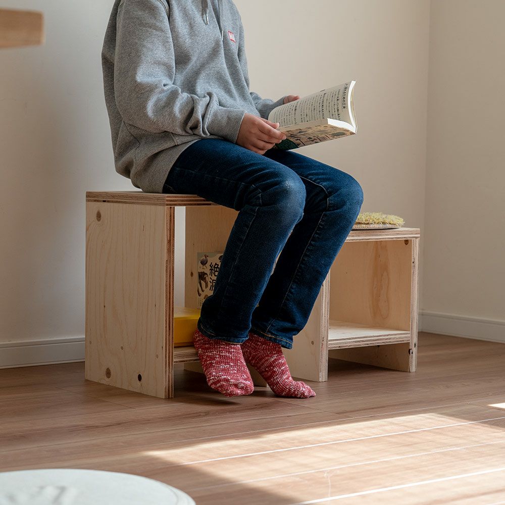 図工室のイススツールstoolベンチ木製収納椅子工作雑誌収納踏み台オリジナルイエノLaboイエノラボ