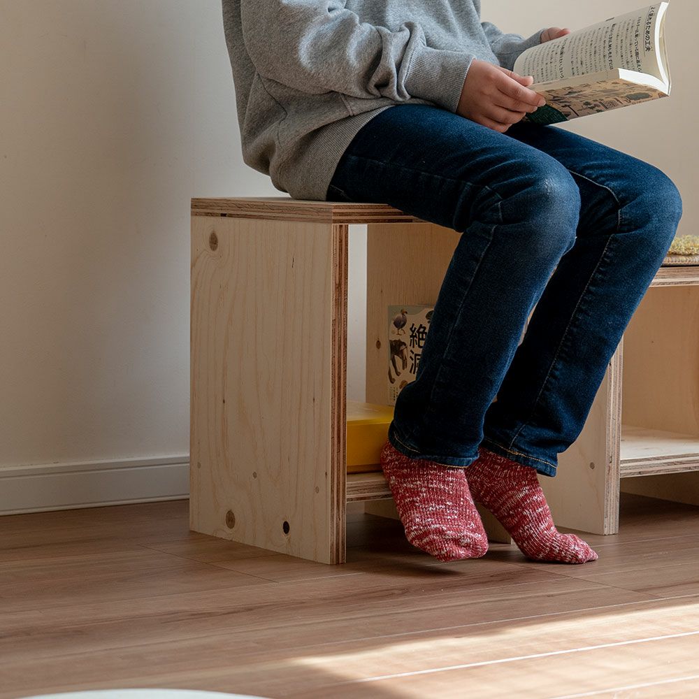 図工室のイス850スツールstoolベンチ木製収納椅子工作雑誌収納踏み台オリジナルイエノLaboイエノラボ