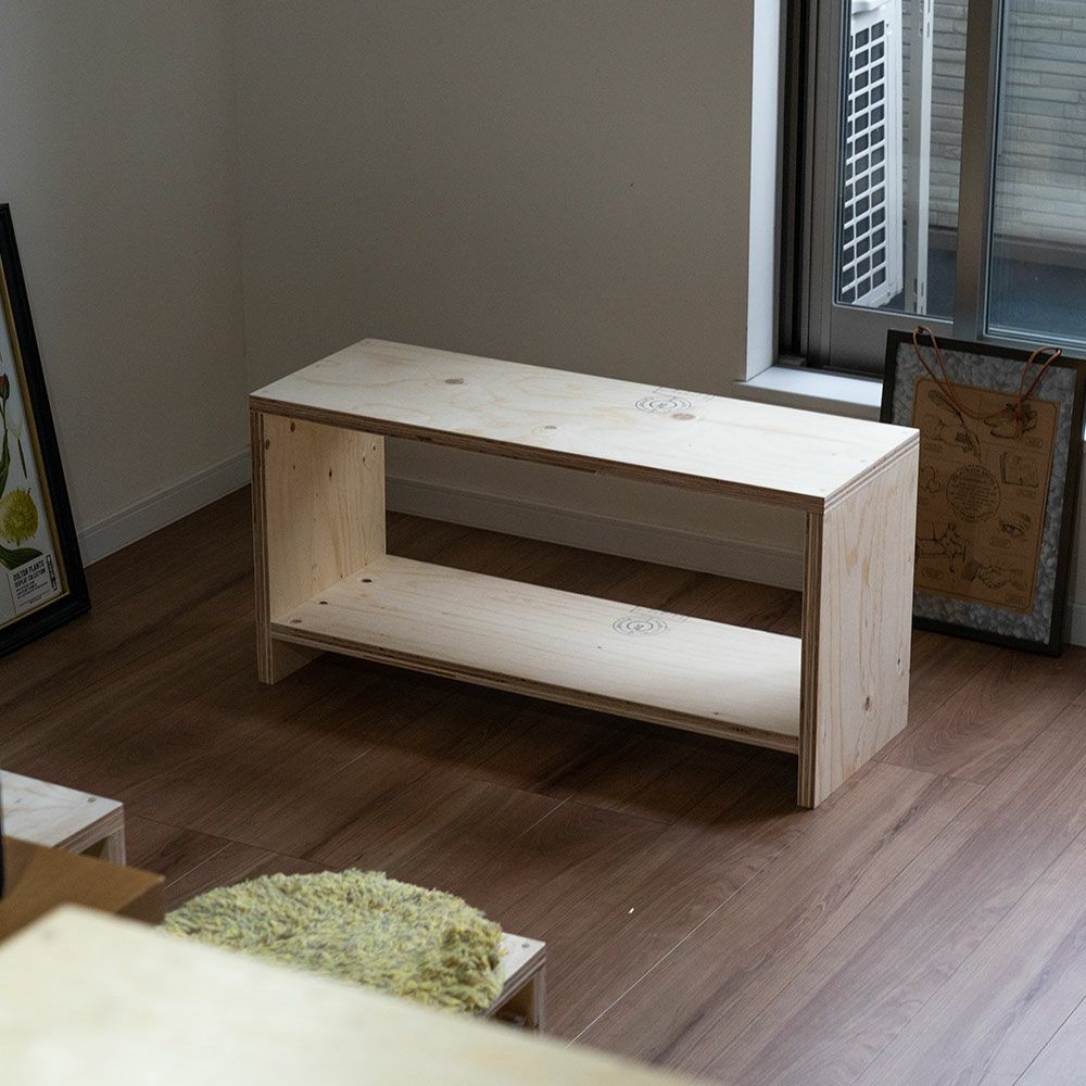 図工室のイス850スツールstoolベンチ木製収納椅子工作雑誌収納踏み台オリジナルイエノLaboイエノラボ