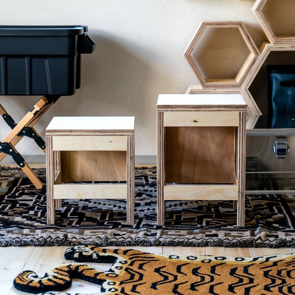 新・図工室のイス300椅子踏み台スツールstoolベンチ木製収納椅子工作雑誌収納踏み台オリジナルイエノLaboイエノラボ