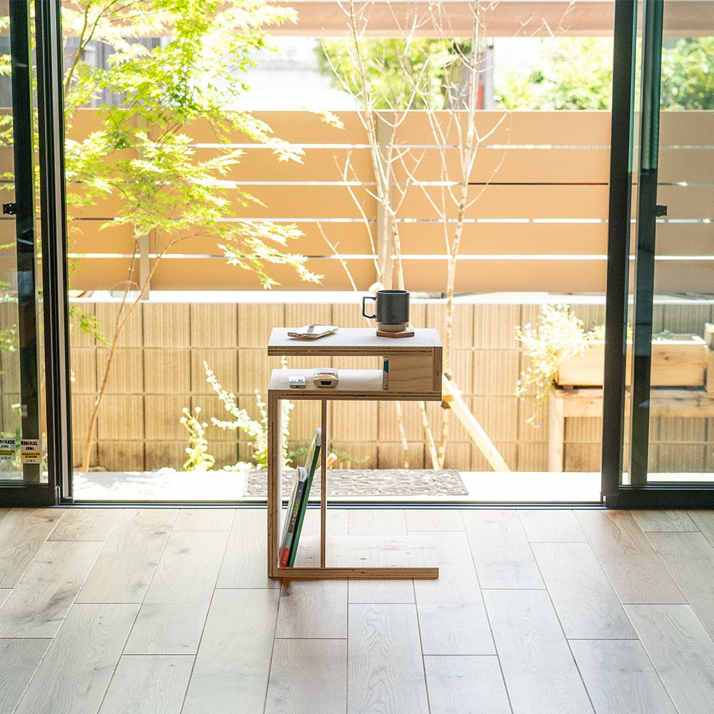 S字型サイドテーブルソファーテーブルサイドラックローテーブル木製