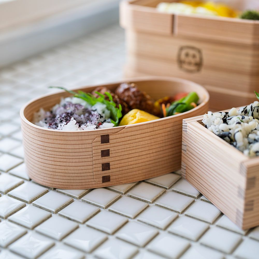 わっぱ弁当ワッパMサイズ国産曲げわっぱ小判型弁当箱ランチボックス日本製鳥取智頭白木仕上げ