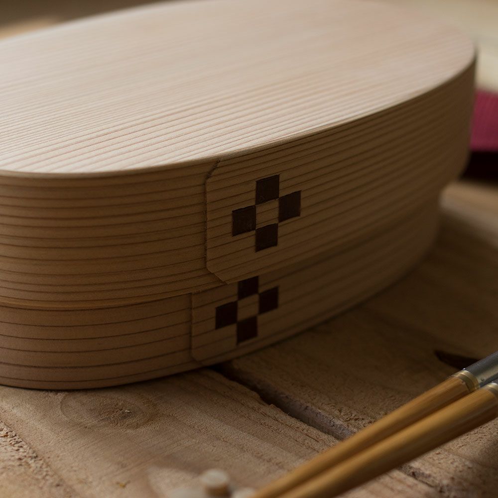 わっぱ弁当ワッパLサイズ国産曲げわっぱ小判型弁当箱ランチボックス日本製鳥取智頭白木仕上げ