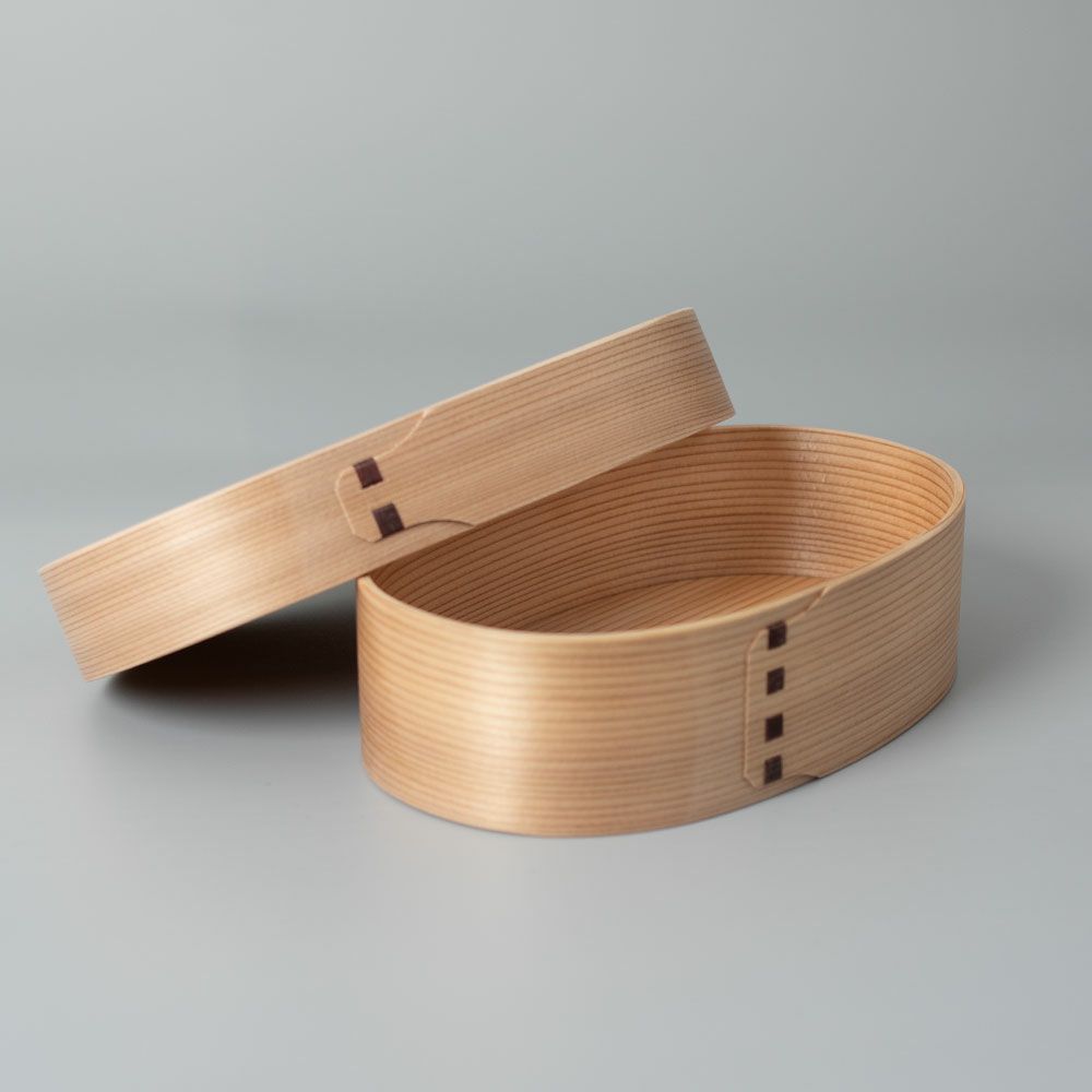 わっぱ弁当ワッパLサイズ国産曲げわっぱ小判型弁当箱ランチボックス日本製鳥取智頭白木仕上げ