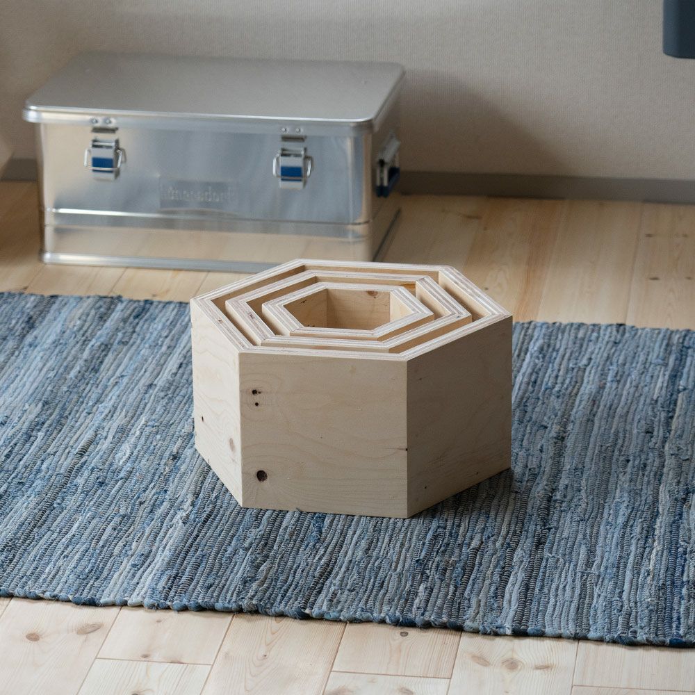 ハニカムシェルフBOX4セットヘキサ6角形収納ディスプレイ什器シェルフボックスBOX本立て木製合板