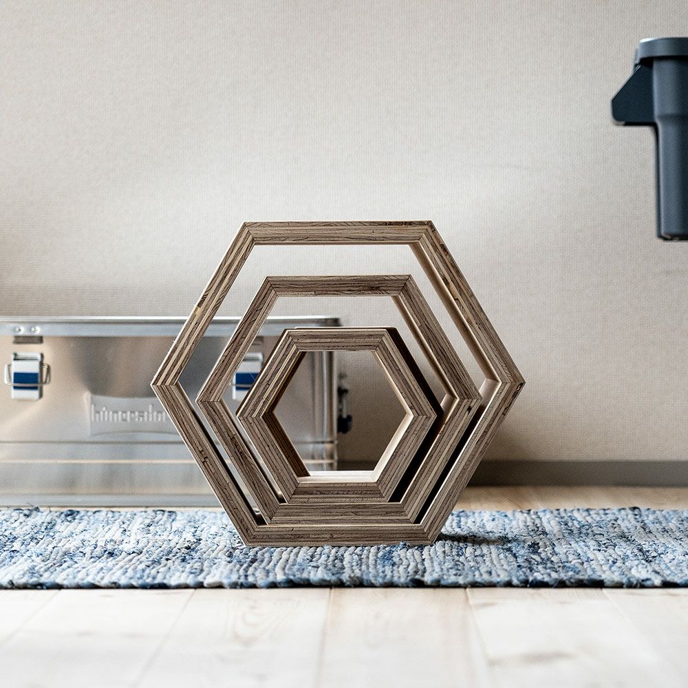 ハニカムシェルフBOX大Lサイズ2個セットヘキサ6角形収納ディスプレイ什器シェルフボックスBOX本立て木製合板