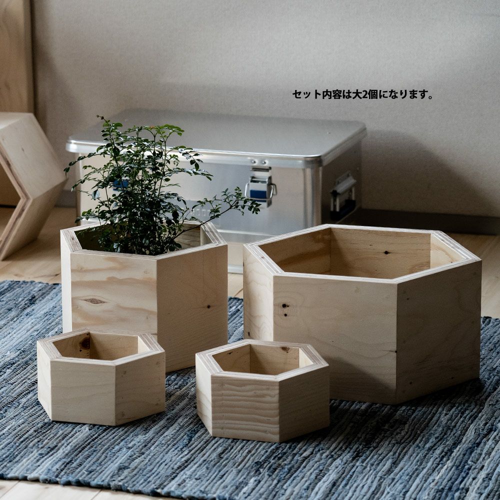 ハニカムシェルフBOX大Lサイズ2個セットヘキサ6角形収納ディスプレイ什器シェルフボックスBOX本立て木製合板