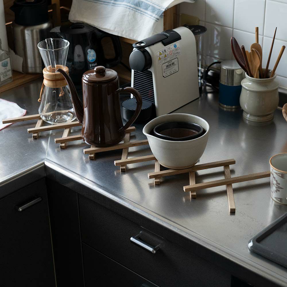 鍋敷き日本製オリジナルシリーズ木製ウッドおしゃれFlexPotStandポットスタンド敷物伸縮なべしきコースターサステナブル