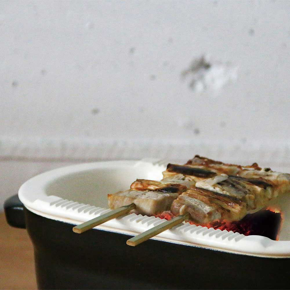 かもしか道具店陶の炭火コンロ角日本製耐熱陶器調理器具コンパクト