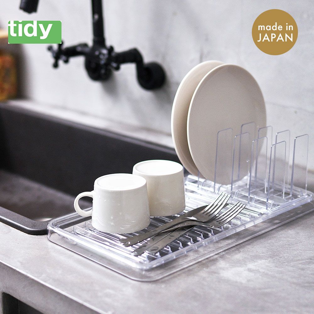 スタンディングドレイナー生活感が出ない水切りStandingDrainertidyティディ水切りトレートレイ水切りかごコンパクト省スペース透明クリアスケルトンキッチンシンク