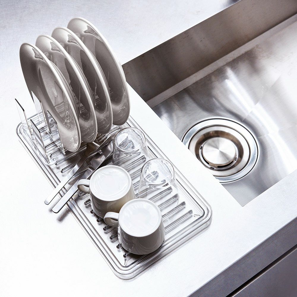 スタンディングドレイナー生活感が出ない水切りStandingDrainertidyティディ水切りトレートレイ水切りかごコンパクト省スペース透明クリアスケルトンキッチンシンク