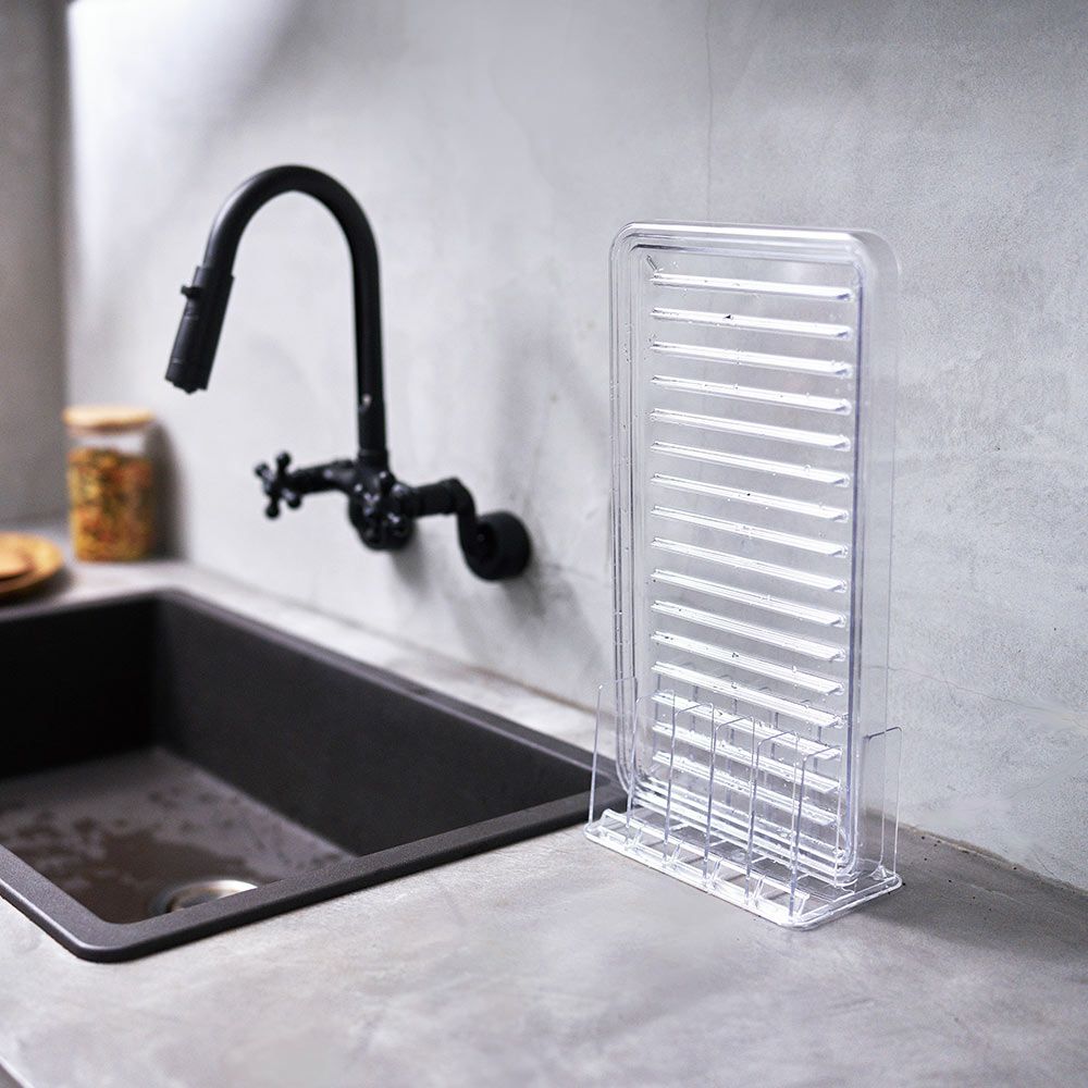 スタンディングドレイナー生活感が出ない水切りStandingDrainertidyティディ水切りトレートレイ水切りかごコンパクト省スペース透明クリアスケルトンキッチンシンク
