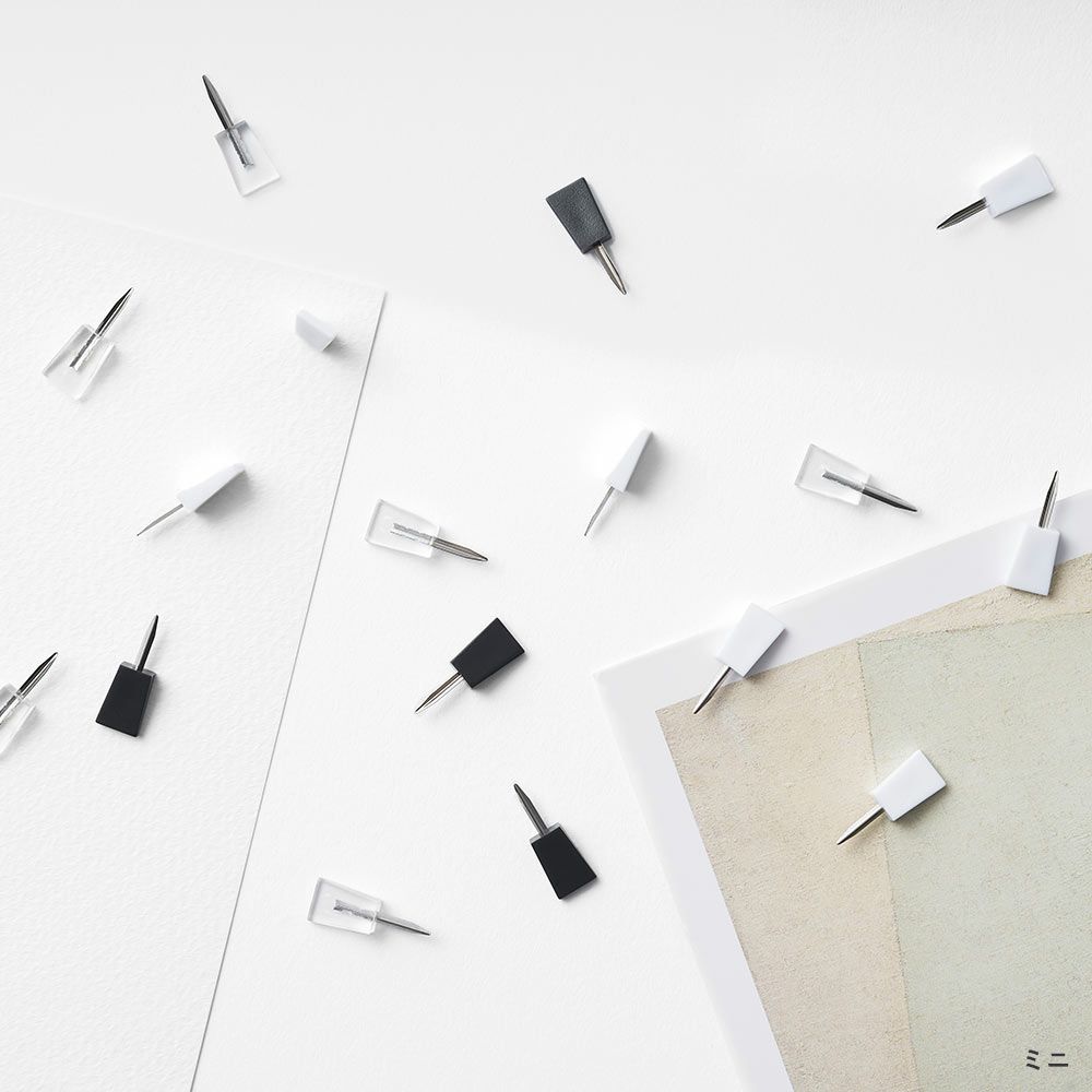 ニンジャピンミニ12個入NinjapinMini12pcs忍者日本製+dブラッククリアホワイト押しピン画鋲小さい目立たない賃貸新築シンプルhconcept