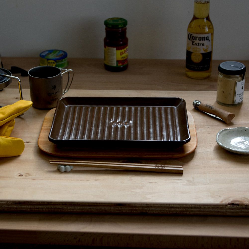 TOOLSグリルプレートLサイズツールズアウトドア焼き魚キャンプグランピングベランピングイブキクラフト伊吹クラフト陶器製日本製