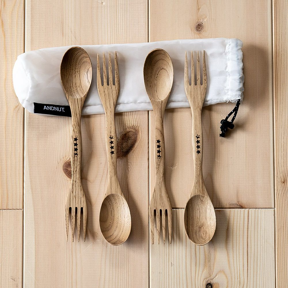 ウッデンキャンプスポークWOODENCAMPSPORK4Pセット&NUTアウトドアスプーンフォークカトラリー