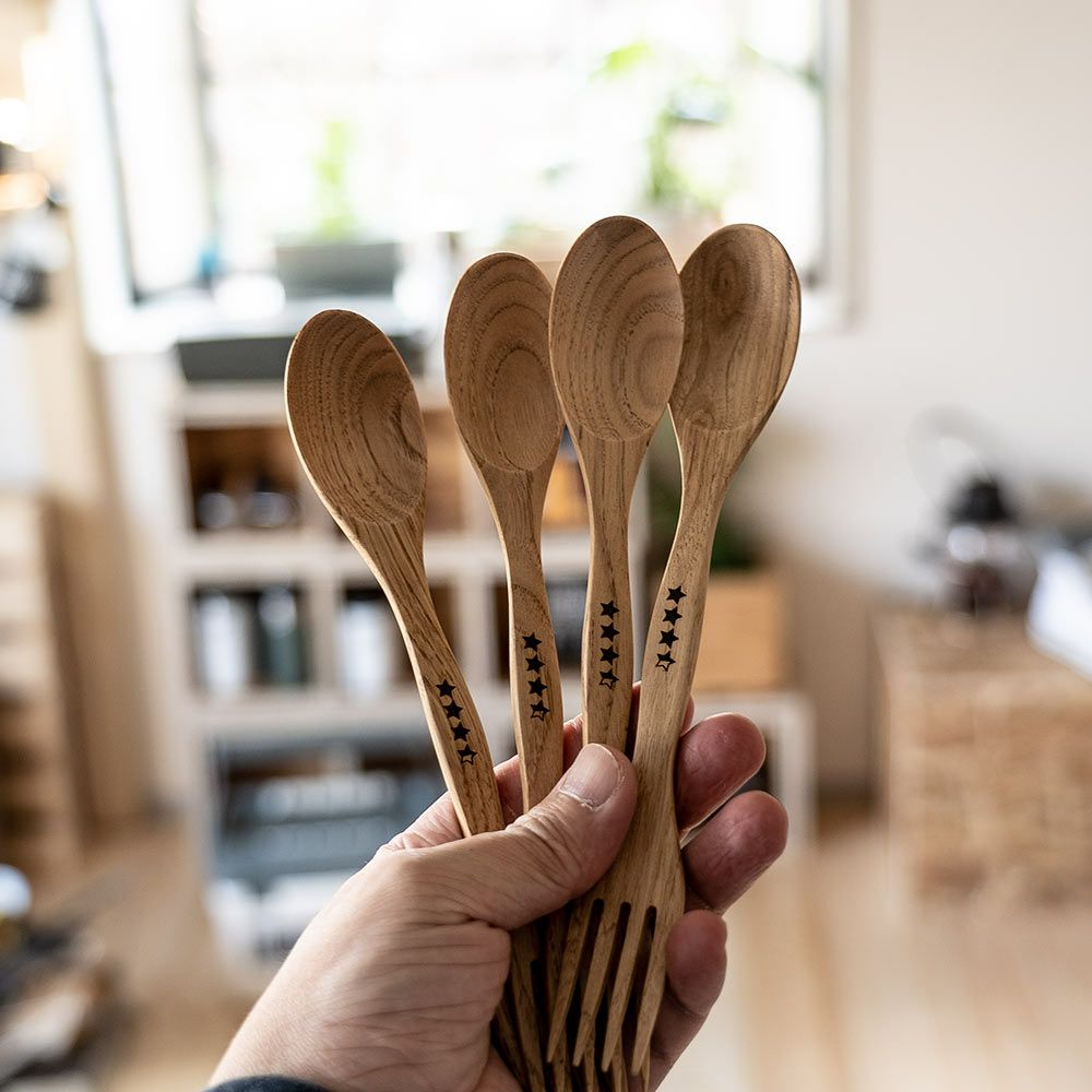 ウッデンキャンプスポークWOODENCAMPSPORK4Pセット&NUTアウトドアスプーンフォークカトラリー