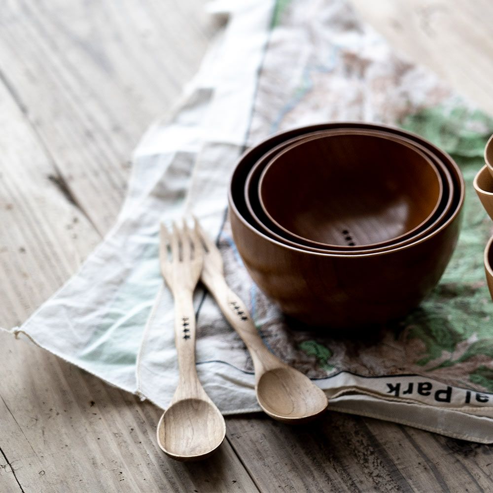 ウッデンキャンプスポークWOODENCAMPSPORK4Pセット&NUTアウトドアスプーンフォークカトラリー