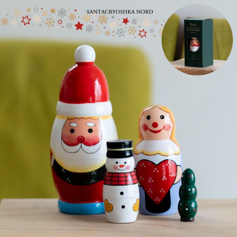 SANTACRYOSHKANORDマトリョーシカサンタクロースクリスマスDETAILオブジェ北欧