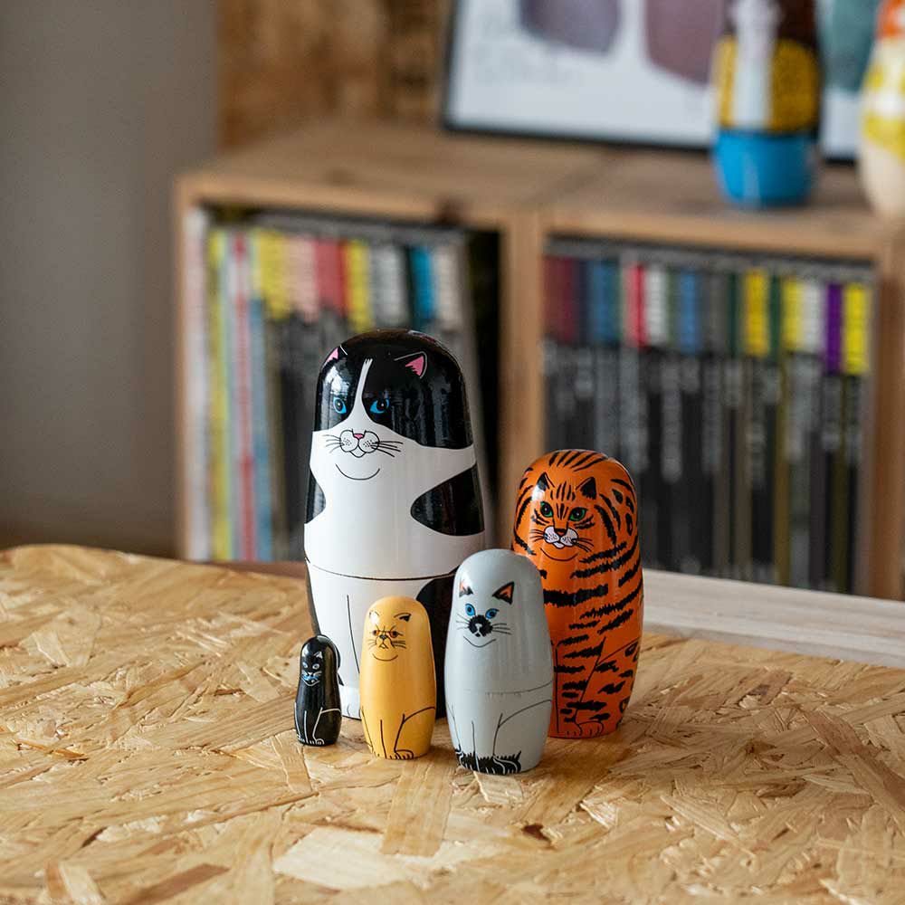 マトリョーシカFeline5MIDORIKOMATSUDETAILオブジェ猫置物