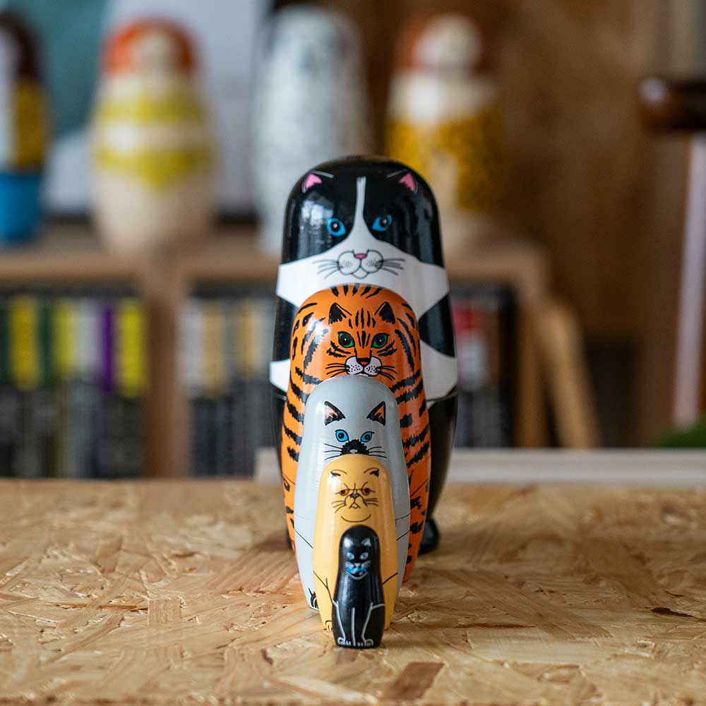 マトリョーシカFeline5MIDORIKOMATSUDETAILオブジェ猫置物