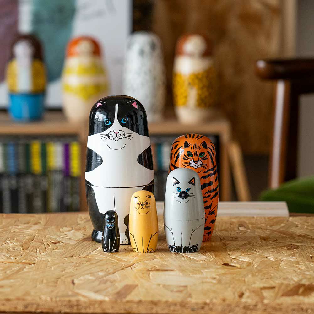 マトリョーシカFeline5MIDORIKOMATSUDETAILオブジェ猫置物